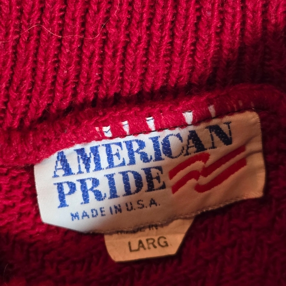VINTAGE AMERICAN PRIDE Textured Heart Knit Mock Neck Sweater | L | Made In USA - Picture 10 of 12